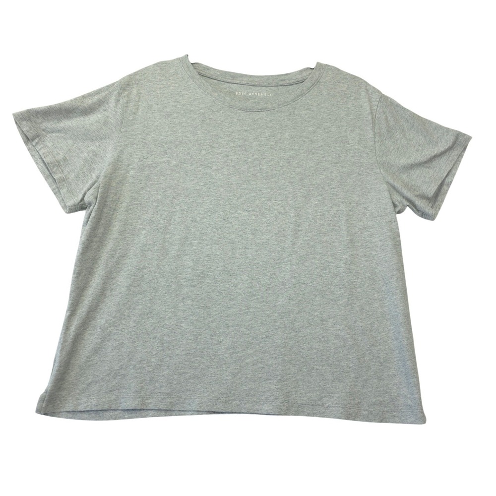 Free Assembly Women Grey 100% Organic Cotton Short Sleeve T-Shirt Size L Casual